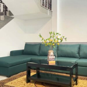 Sofa góc phải chữ L bọc vải nỉ xanh sẫm S2201