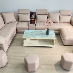 Sofa góc phải đôn nối da CN Hàn mã S012207