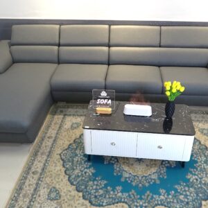 Sofa góc phải bọc da màu xám mã S13010