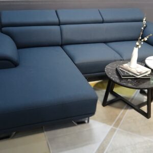 Sofa góc phải chữ L bọc da màu xanh S11010