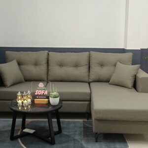 Sofa góc trái vải màu rêu nhạt S160104