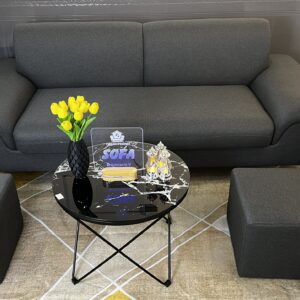 Sofa Văng Tay Vịn Thấp Thoải Màu Xám
