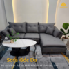 Sofa góc chữ L da màu xám cho phòng khách hiện đại 2515