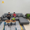 Sofa góc da màu xám TPM tựa đầu điều chỉnh