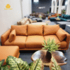 Sofa văng da màu cam 3 chỗ ngồi êm mềm