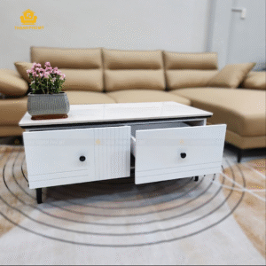 Bàn trà - Bàn sofa mặt đá Ceramic trắng vân Marble