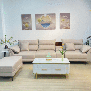Sofa Văng Tích Hợp Khay Ly Màu Trắng Da Tẩy Mực Bút Bi | Sofa Đức Trọng