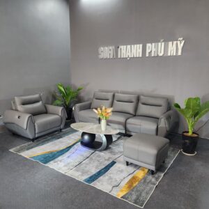 Bộ Sofa Văng 3 Chỗ, Ghế Đơn Chỉnh Điện Và Đôn