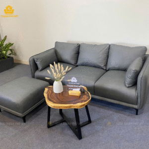 Sofa Văng 3 Chỗ Da Màu Xám Phong Cách Tối Giản