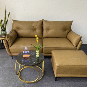 Sofa Văng 2 Chỗ Ngồi Màu Rêu Gối Tựa Êm Bồng Bềnh