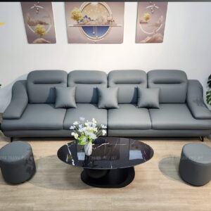 Sofa Văng 4 Chỗ Ngồi Màu Xám Tựa Gật Gù Hiện Đại