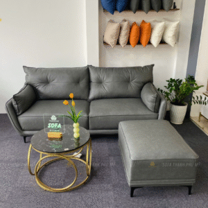 Sofa Văng 2 Chỗ Ngồi Màu Xám Gối Tựa Êm Bồng Bềnh