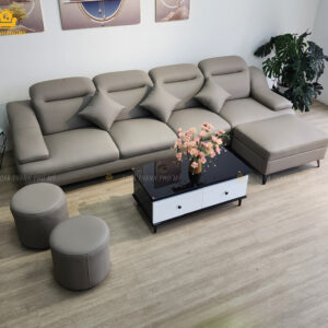 Sofa Văng 4 Chỗ Ngồi Màu Be Tựa Gật Gù Hiện Đại