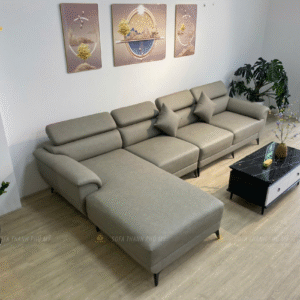 Sofa Góc Màu Xám Loang Nhạt Tựa Đầu Tùy Chỉnh