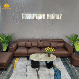 Sofa Văng Da Microfiber Màu Nâu CaFe Loang Hiện Đại